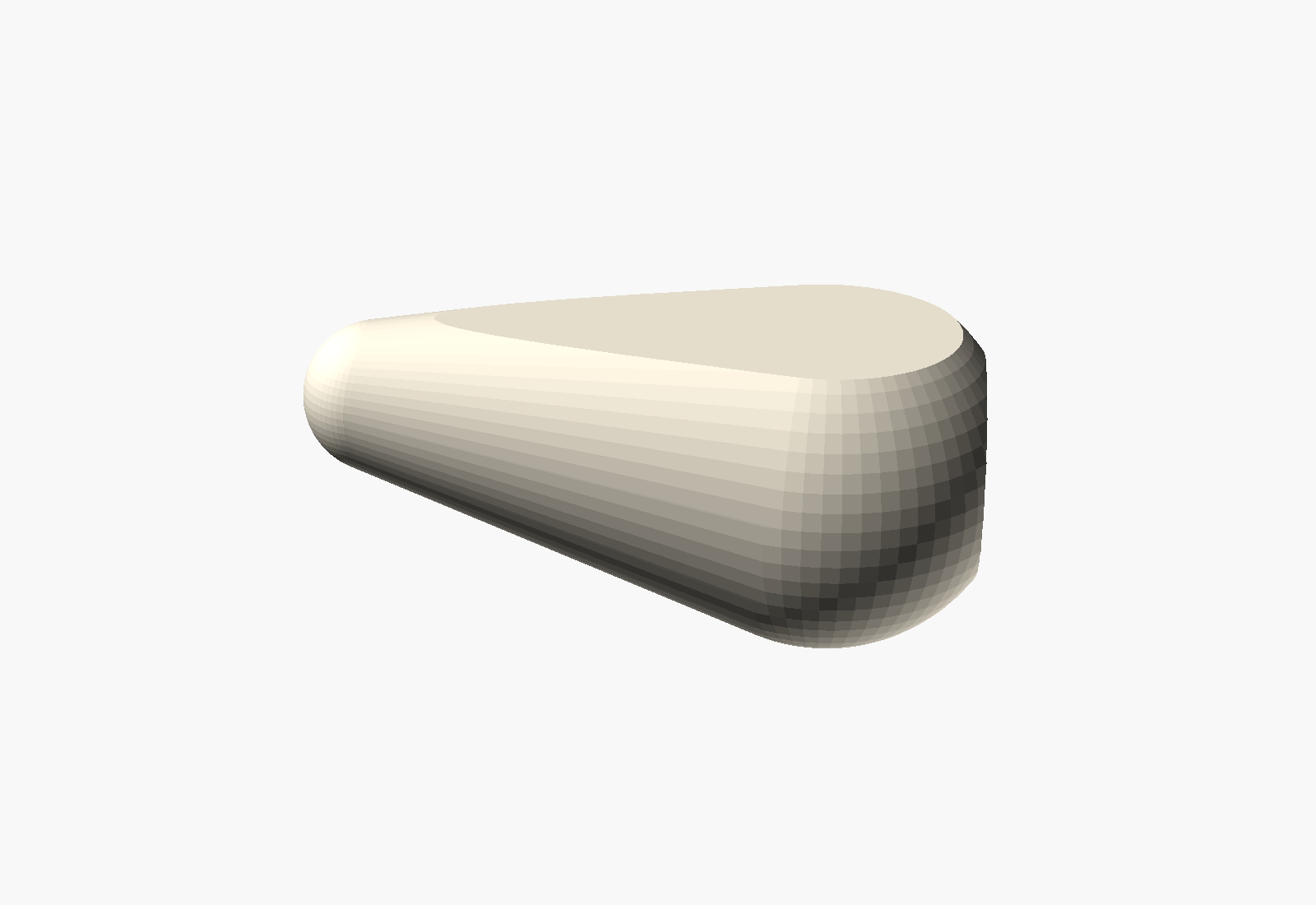 CAD render of a 3D printed teardrop camera pod shell