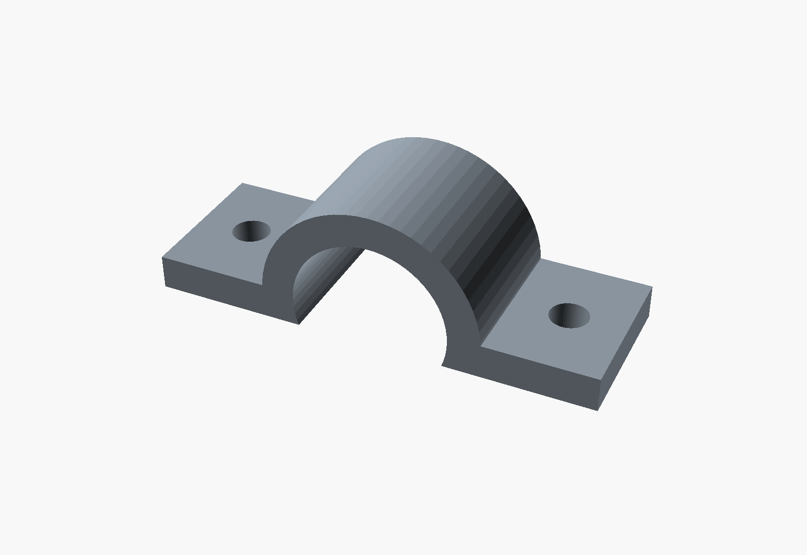 CAD render of a 3D printed two-screw conduit clamp