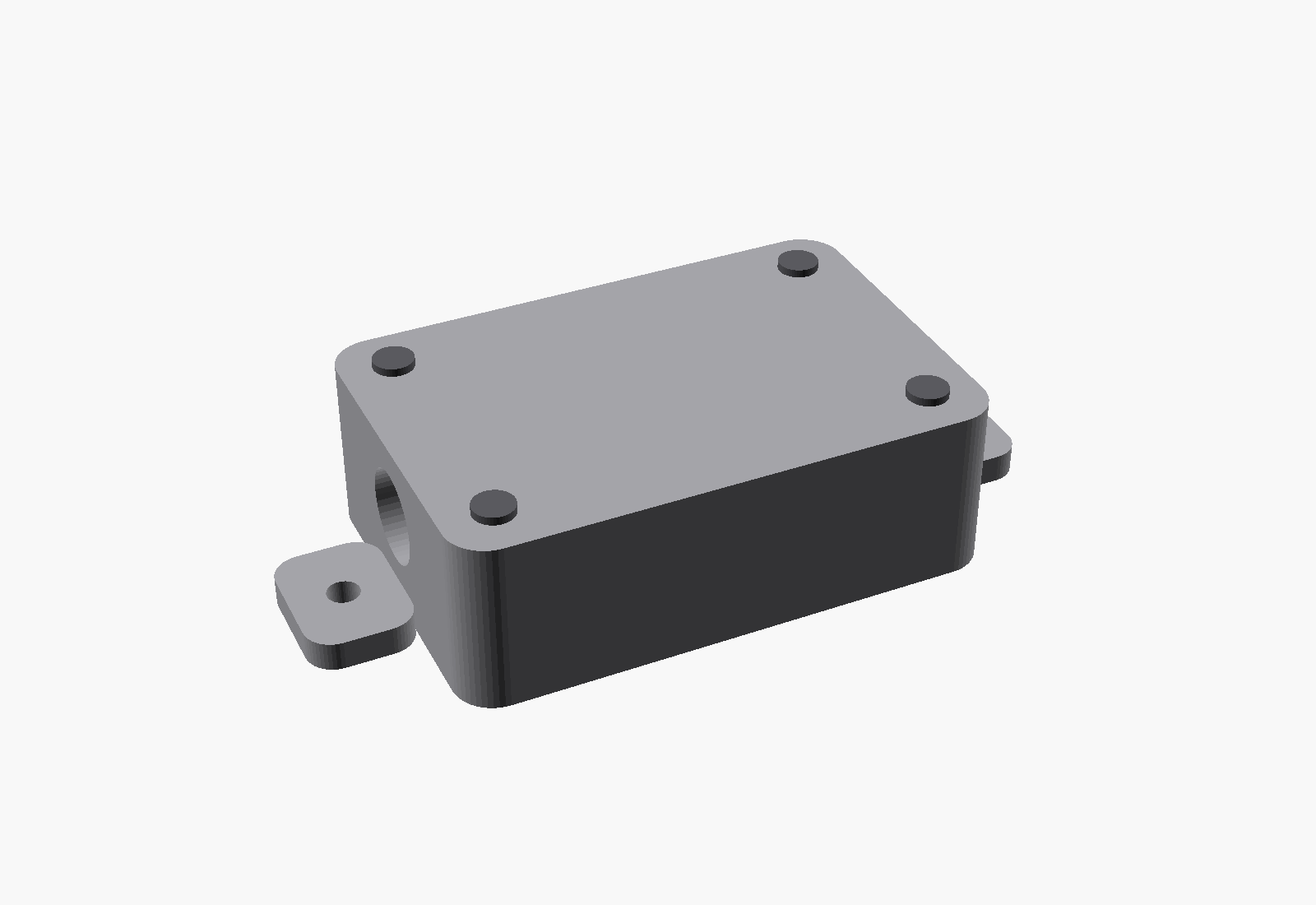 CAD render of a flame-retardant polycarbonate junction cover with mounting flanges and cable gland opening