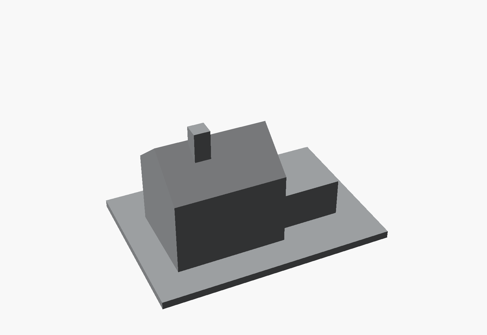 CAD render of a 3D printed architectural massing model of a house