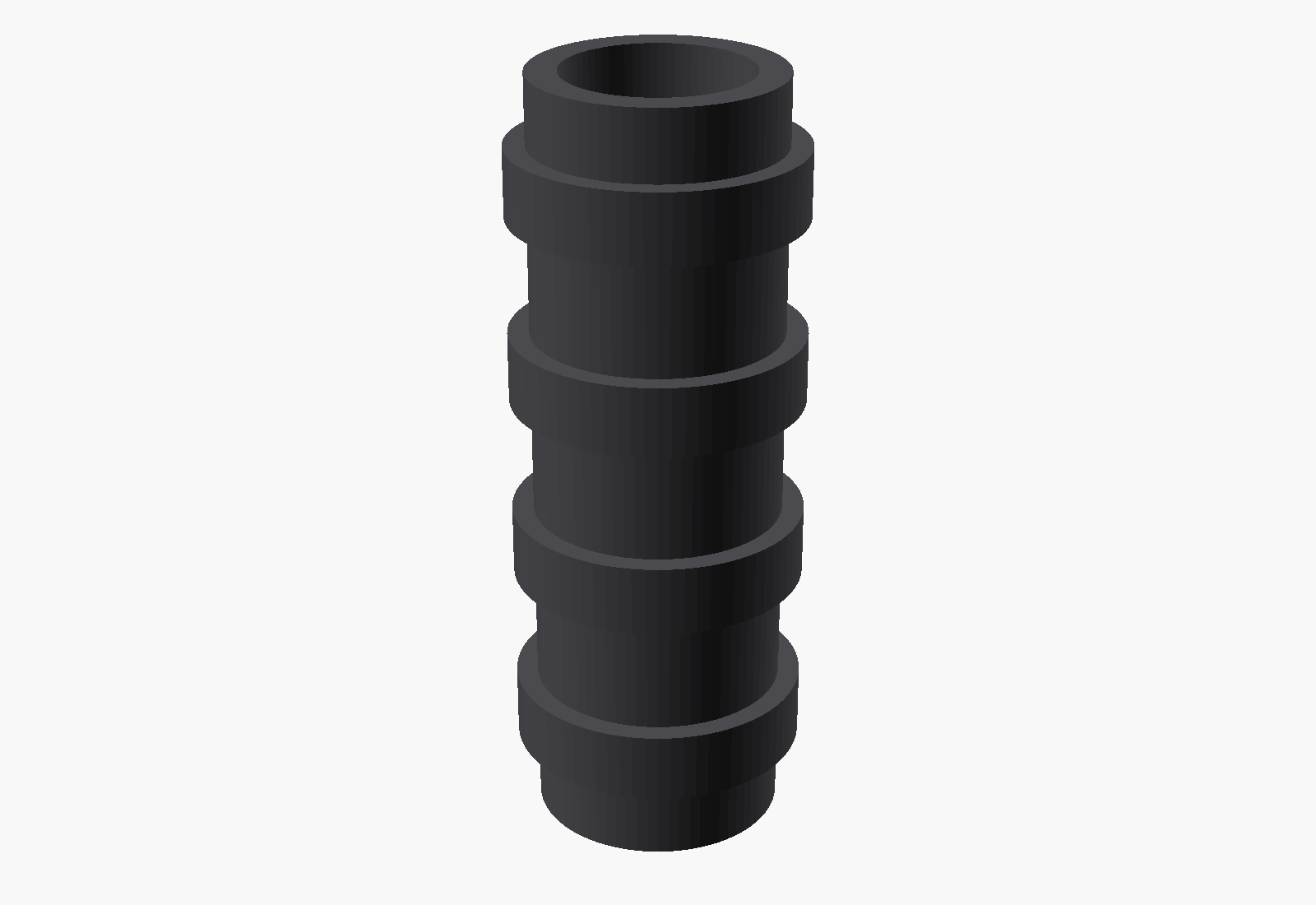 CAD render of a 3D printed ribbed flexible tool grip sleeve